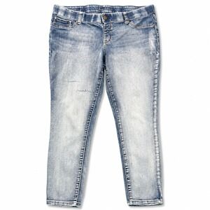 Ariya Jeans Womens 18 Ankle Skinny Mid Rise Stretch Denim Light Wash Blue